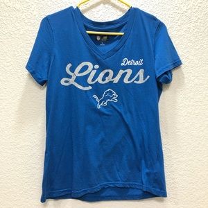 Women’s NFL Detroit Lions Large Blue Short Sleeve Tee Shirt V Neck